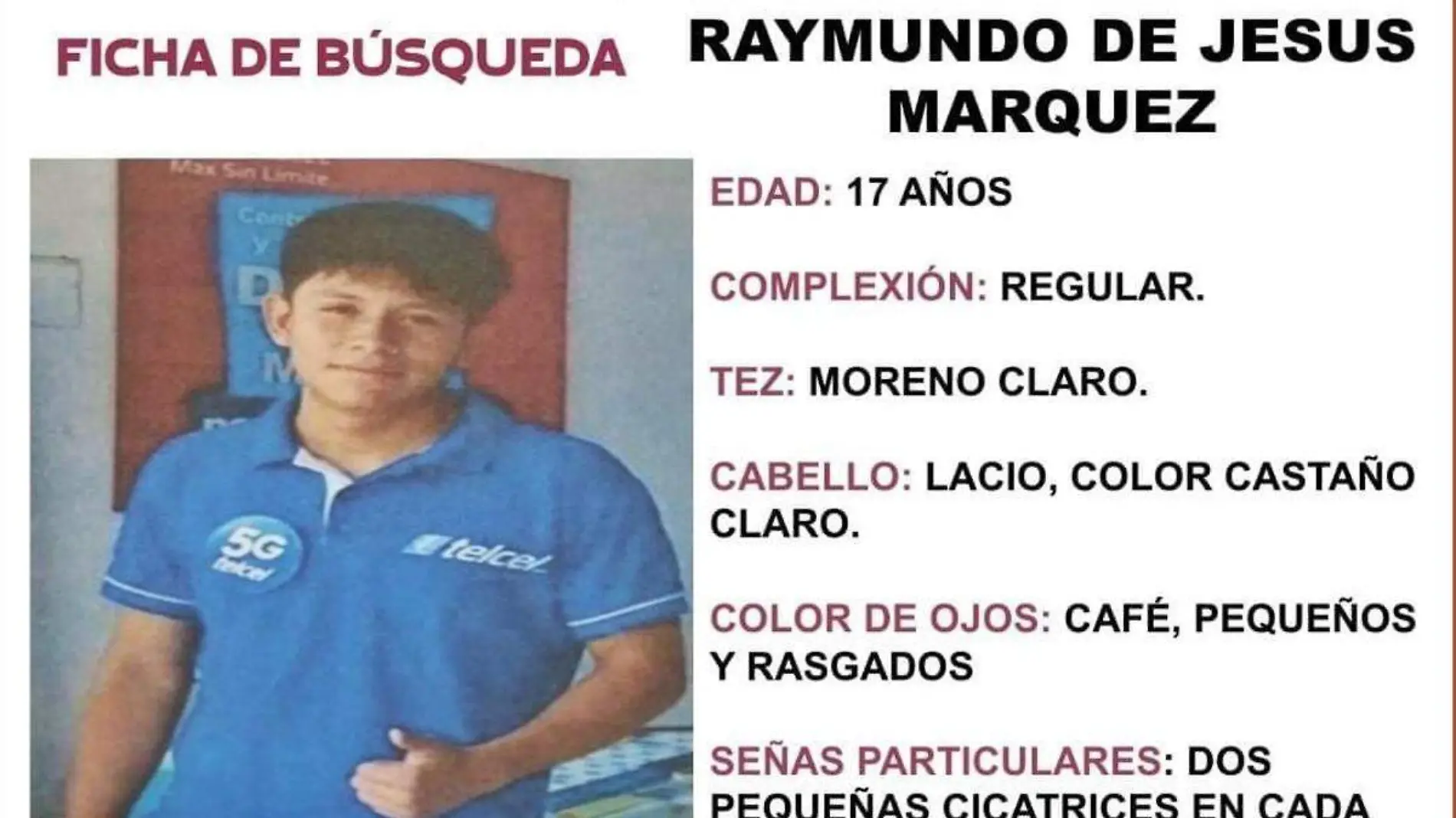 Raymundo de Jesus Marquez desaparecido en Tehuacan